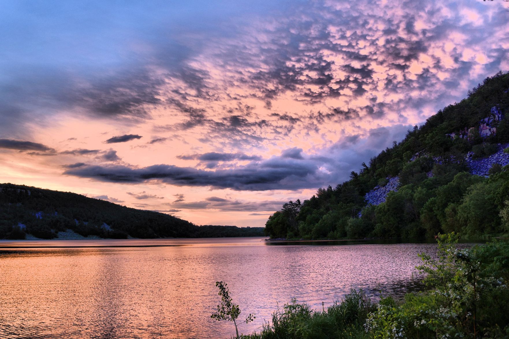 Purple hue on the bluffs of Devil's Lake